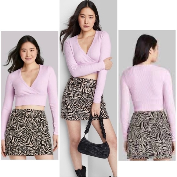 New 2-pc Bundle WILD FABLE Tops Pink Lavender Shirts Waffle Ribbed Women’s L NWT - Picture 2 of 16